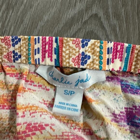 Charlie Jade 100%‎ Silk Multicolor Ikat Print Strapless Romper Size S - Picture 4 of 7